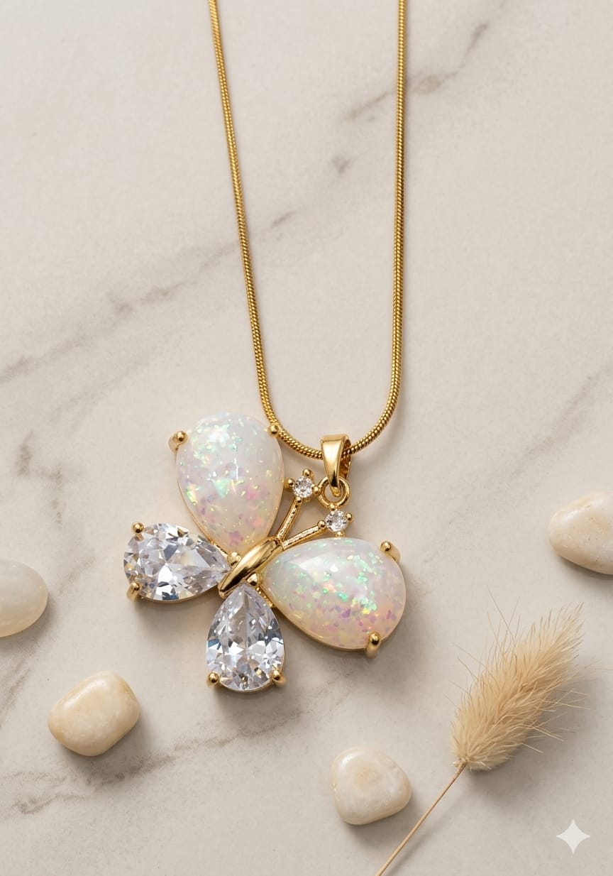 Crystal Butterfly Anti-tarnish Necklace