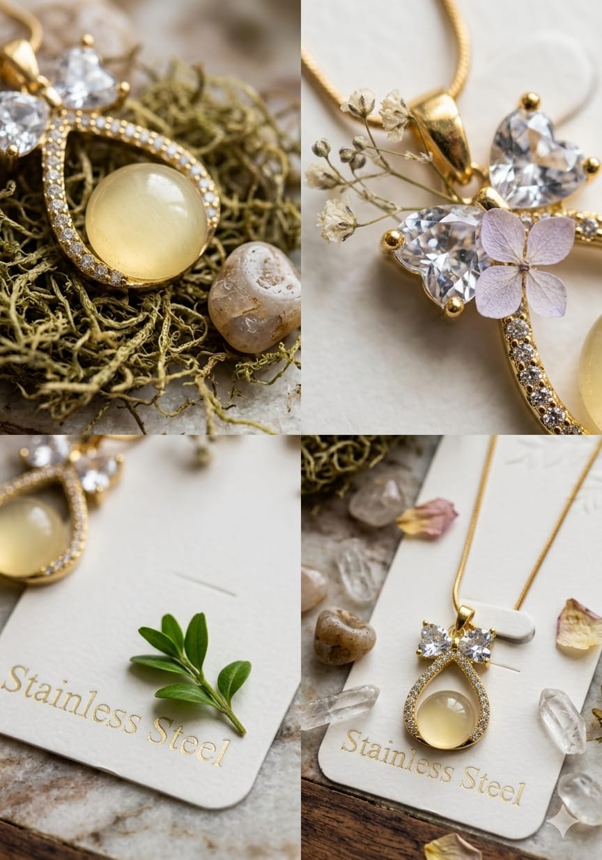 Moon Tear Drop Anti Tarnish Necklace