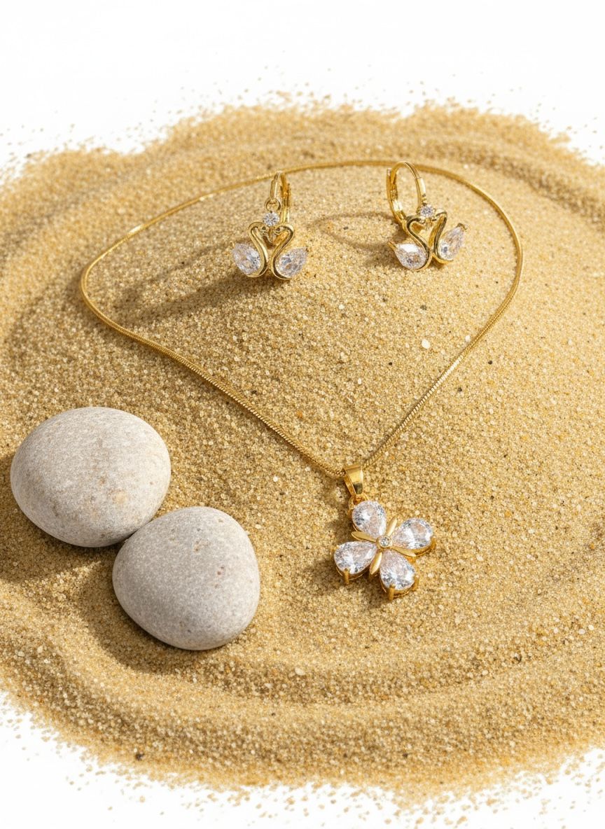 White Crystal Necklace and Earrings