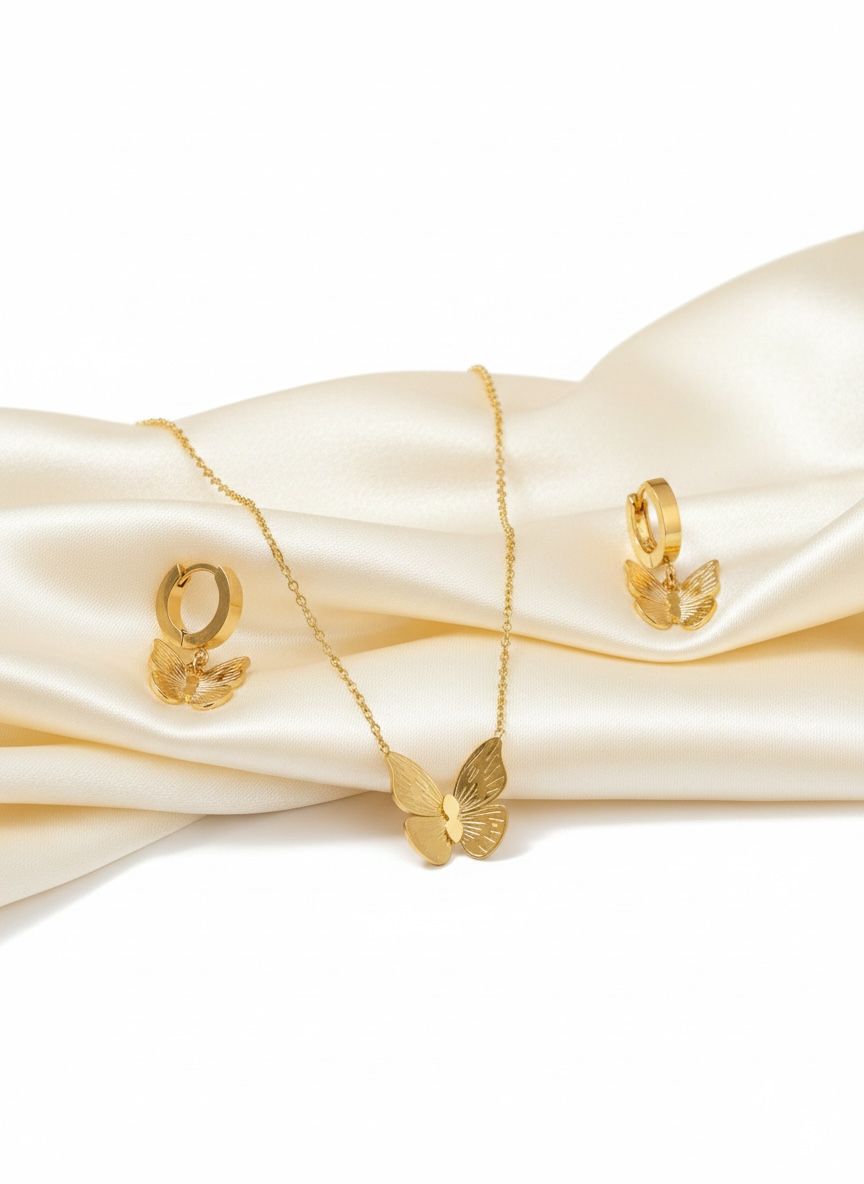 Butterfly Anti Tarnish Necklace and Earrings
