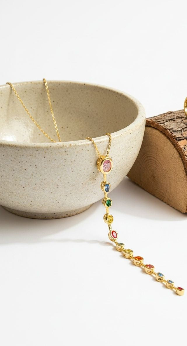 Multi Stone Anti Tarnish Necklace