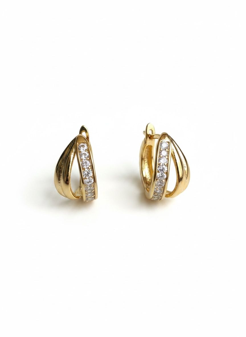 Golden & Stone Anti-Tarnish Hoop Earring