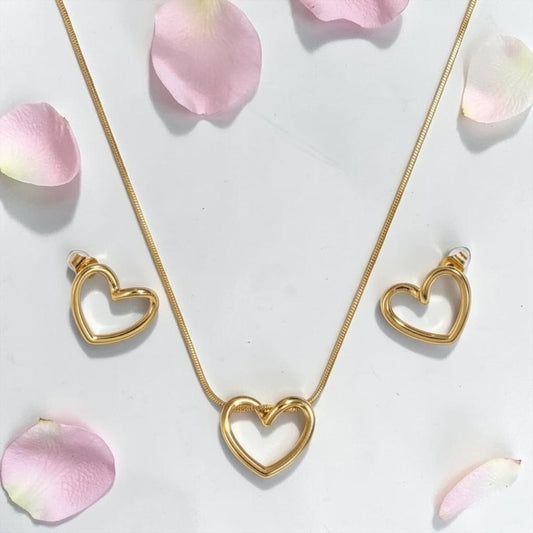 Golden Heart Necklace and Earrings