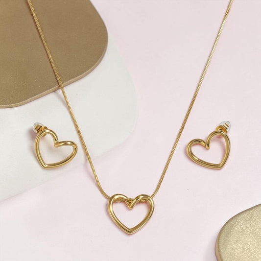 Golden Heart Necklace & Earrings and Bracelet