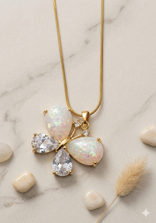Crystal Butterfly Anti-tarnish Necklace