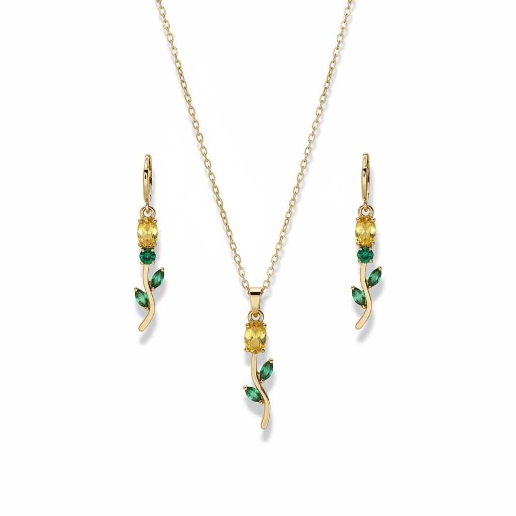Yellow Tulip Necklace and Earrings