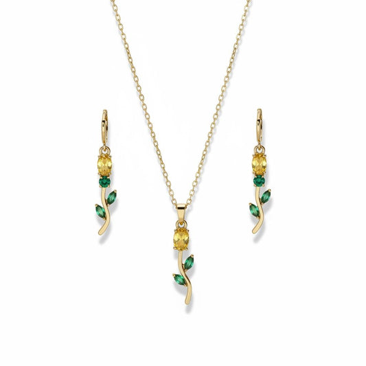 Yellow Tulip Necklace and Earrings