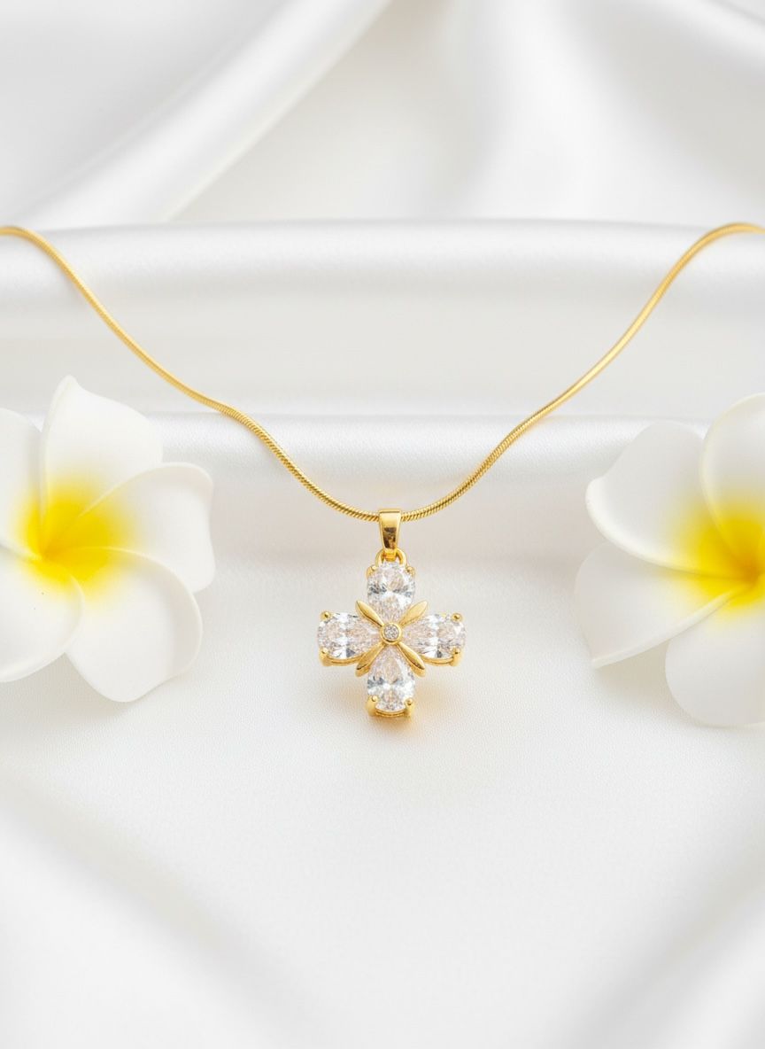 White Crystal Anti Tarnish Necklace