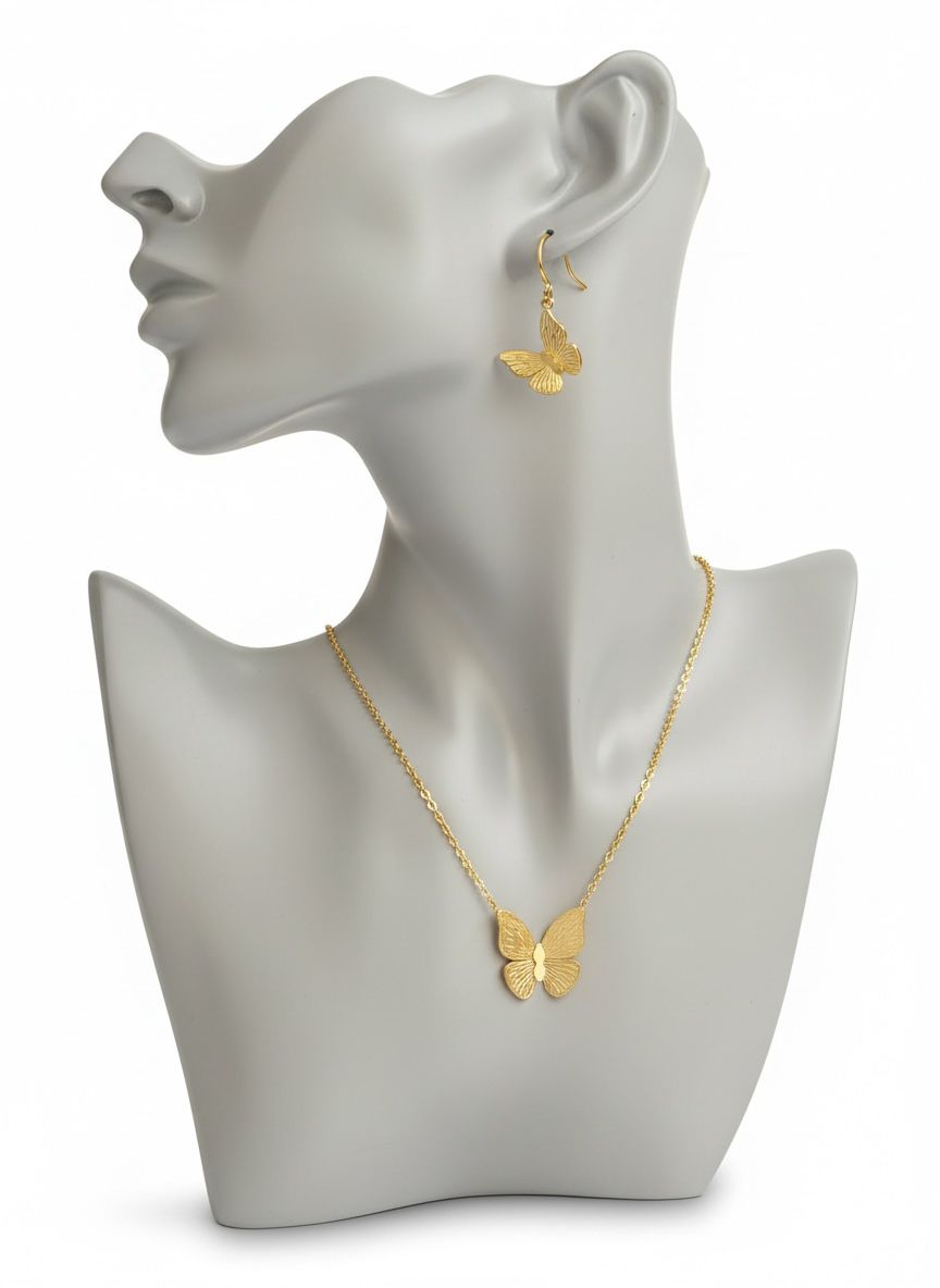 Butterfly Anti Tarnish Necklace and Earrings
