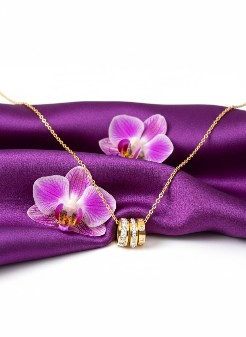 Three Cylindrical Anti Tarnish Necklace