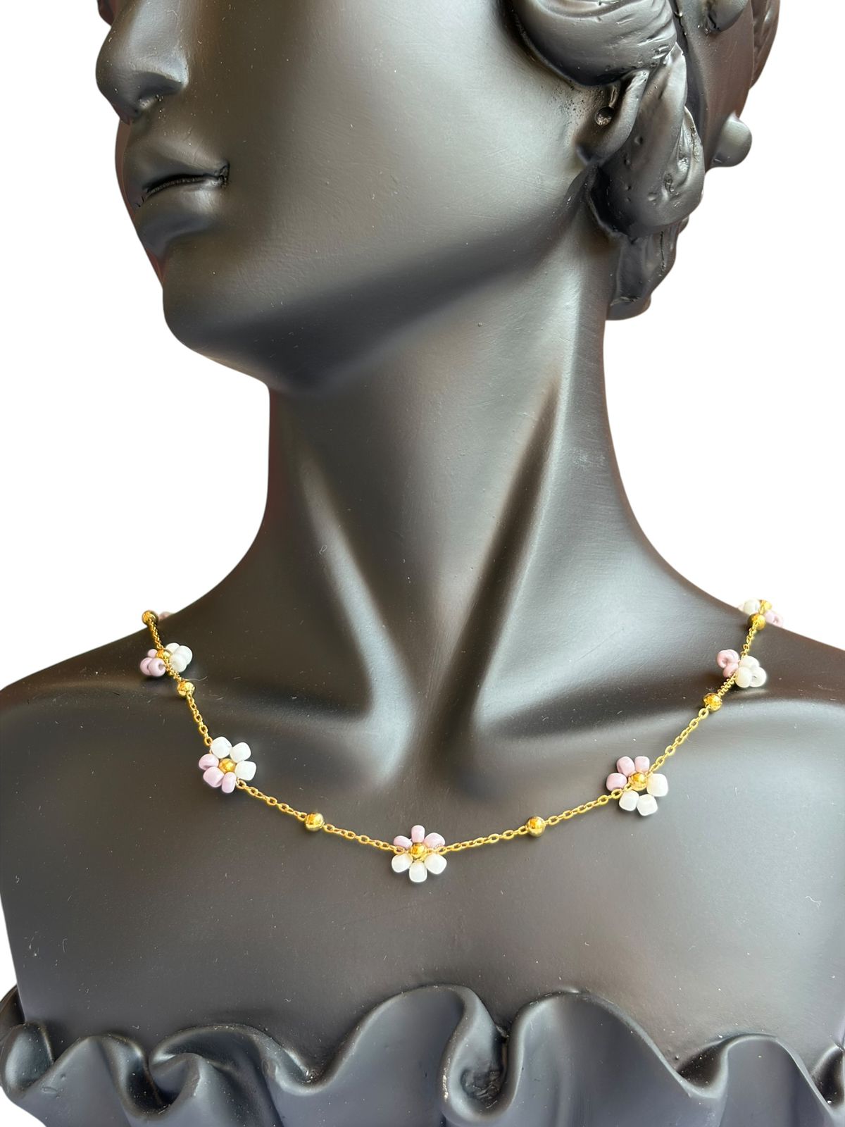 Purple and White Beads Necklace