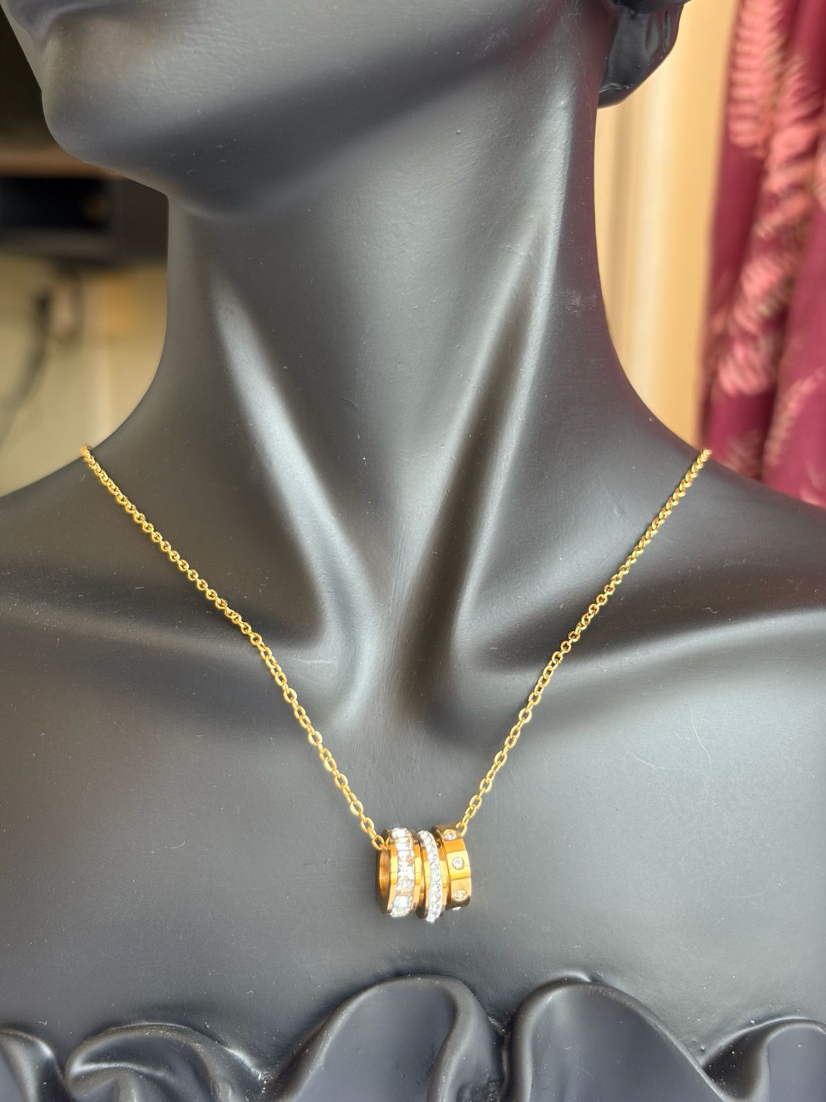 Three Cylindrical Anti Tarnish Necklace