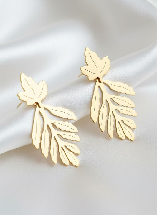 Golden Leaf Anti-tarnish Earrings