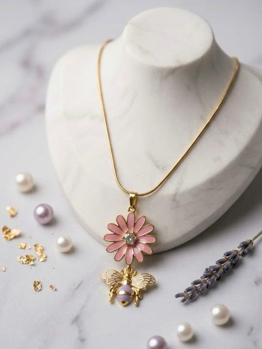 Pink Enamel Anti-tarnish Necklace