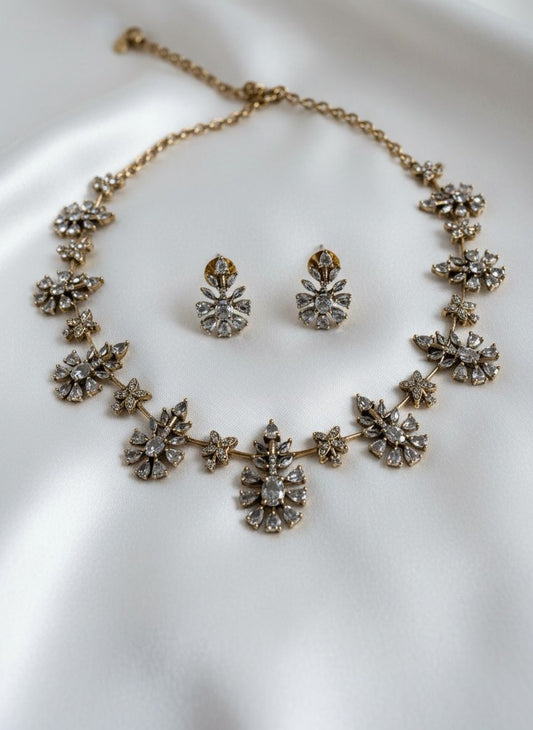 Antique Flower Necklace and Earrings