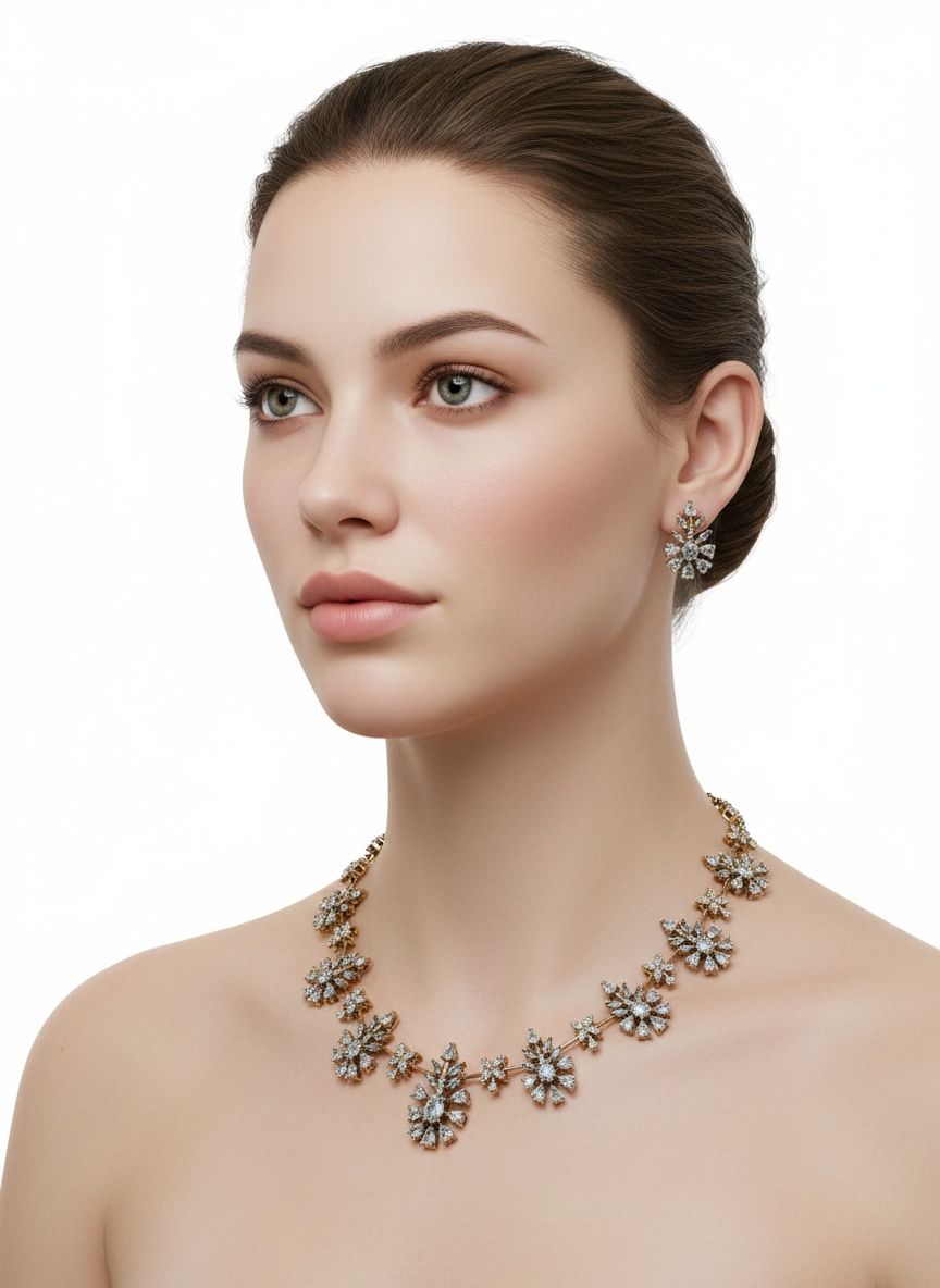 Antique Flower Necklace and Earrings