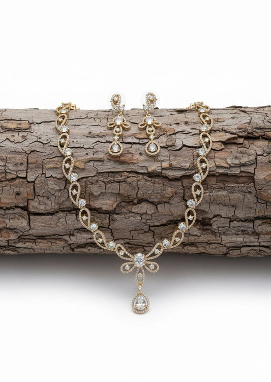Butterfly stone Antique Finish Necklace and Earrings