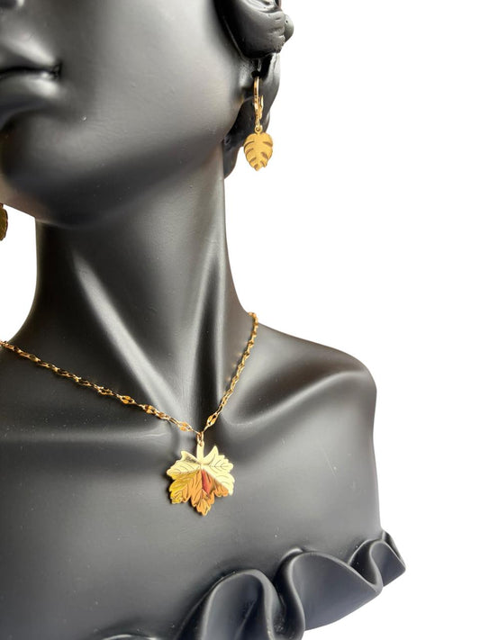Leaf shaped Anti Tarnish Necklace and Earrings