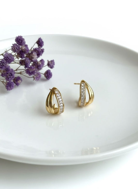 Golden & Stone Anti-Tarnish Hoop Earring