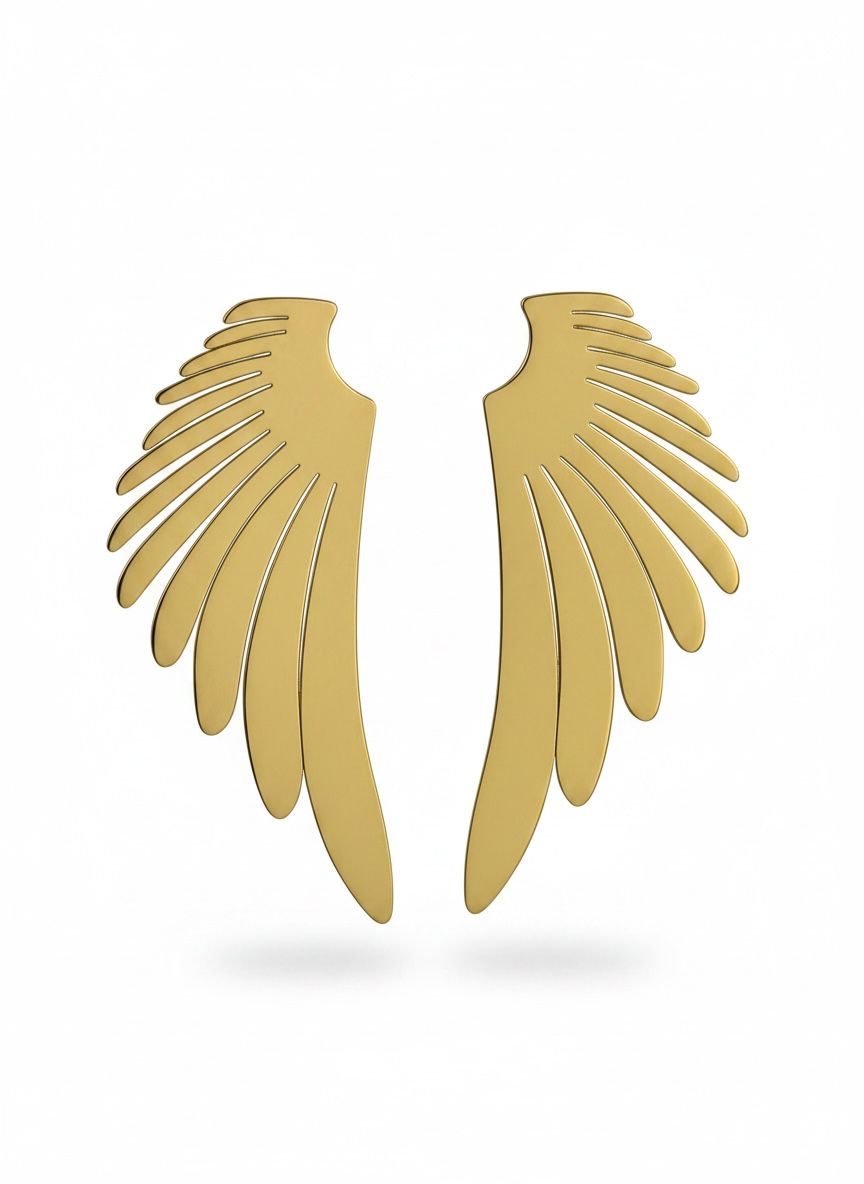Golden Feather Anti-Tarnish Earrings