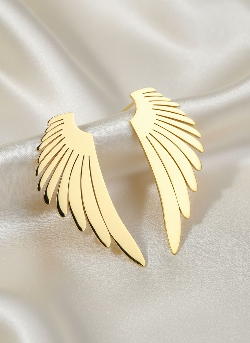 Golden Feather Anti-Tarnish Earrings
