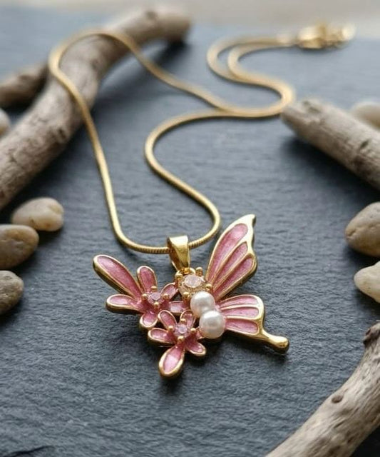 Pink Butterfly Anti-tarnish necklace