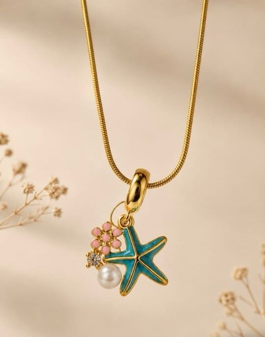 Blue Starfish Anti Tarnish Necklace