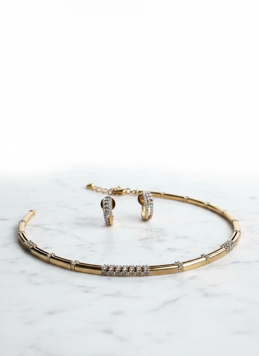Circle Gold Necklace and Earrings