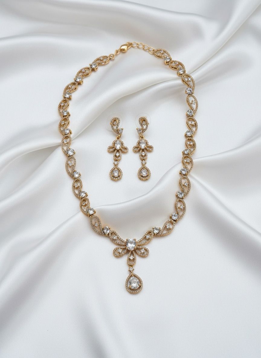Butterfly stone Antique Finish Necklace and Earrings